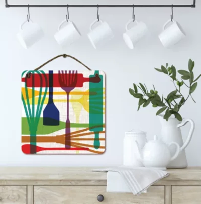 Courtside Market Kitchen I 12x12 Artboard With Twine Wood Wall Art