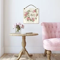 Courtside Market Love Hearte 12x12 Artboard With Twine Wood Wall Art