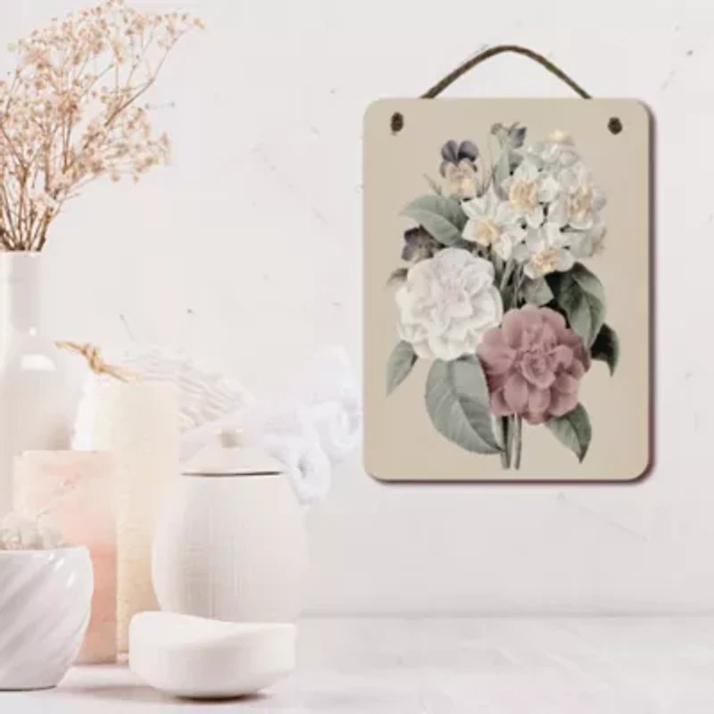Courtside Market Flowers 12x16 Artboard With Twine Wood Wall Art