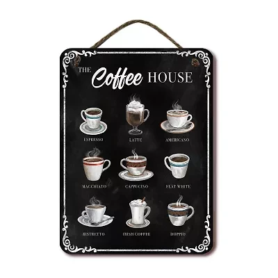 Courtside Market Coffee House 12x16 Artboard With Twine Wood Wall Art