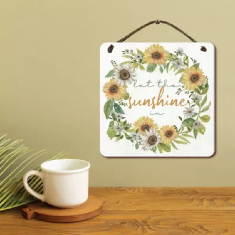 Courtside Market Sunshine 12x12 Artboard With Twine Wood Wall Art
