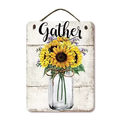 Courtside Market Sunflower 12x16 Artboard With Twine Wood Wall Art