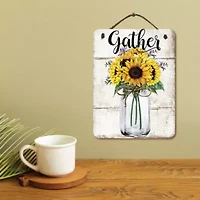 Courtside Market Sunflower 12x16 Artboard With Twine Wood Wall Art