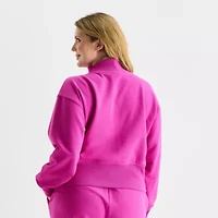 Xersion Womens Classic French Terry Mock Neck Pullover Plus