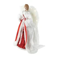 Northlight 14in White And Red Angel With Lighted Wings Christmas Tree Topper