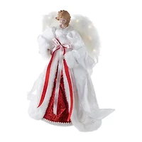 Northlight 14in White And Red Angel With Lighted Wings Christmas Tree Topper