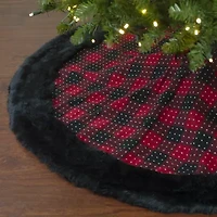 Northlight 48in Red And Black Plaid With Polka Dots Indoor Tree Skirt