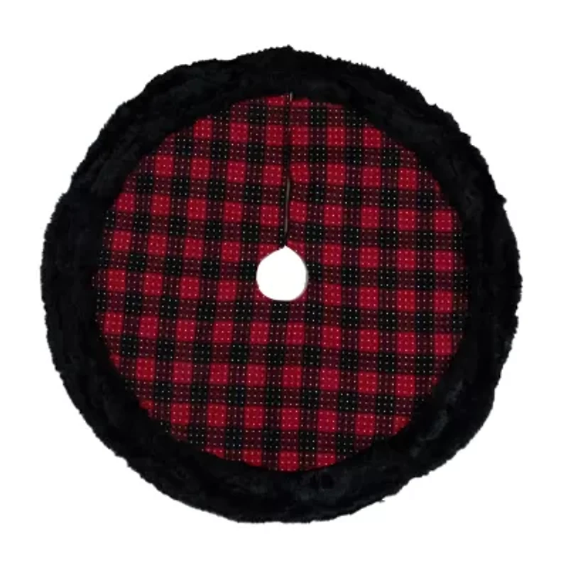 Northlight 48in Red And Black Plaid With Polka Dots Indoor Tree Skirt