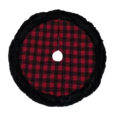 Northlight 48in Red And Black Plaid With Polka Dots Indoor Tree Skirt