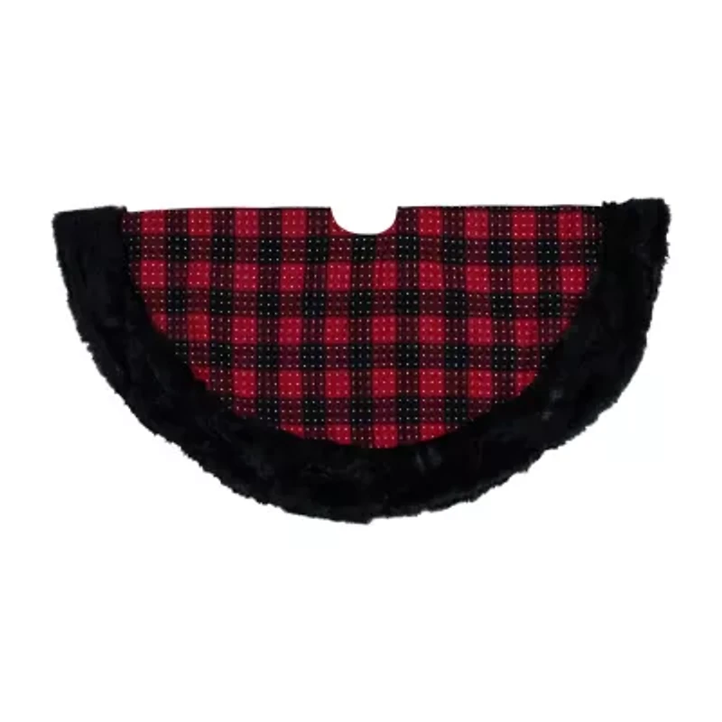 Northlight 48in Red And Black Plaid With Polka Dots Indoor Tree Skirt