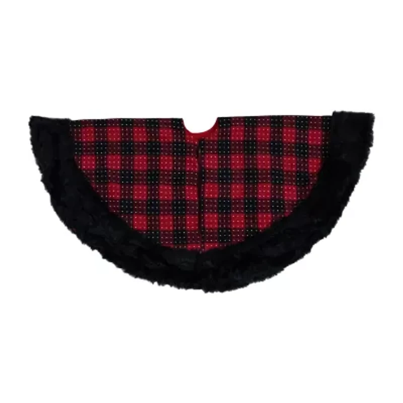 Northlight 48in Red And Black Plaid With Polka Dots Indoor Tree Skirt