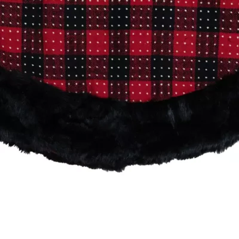 Northlight 48in Red And Black Plaid With Polka Dots Indoor Tree Skirt