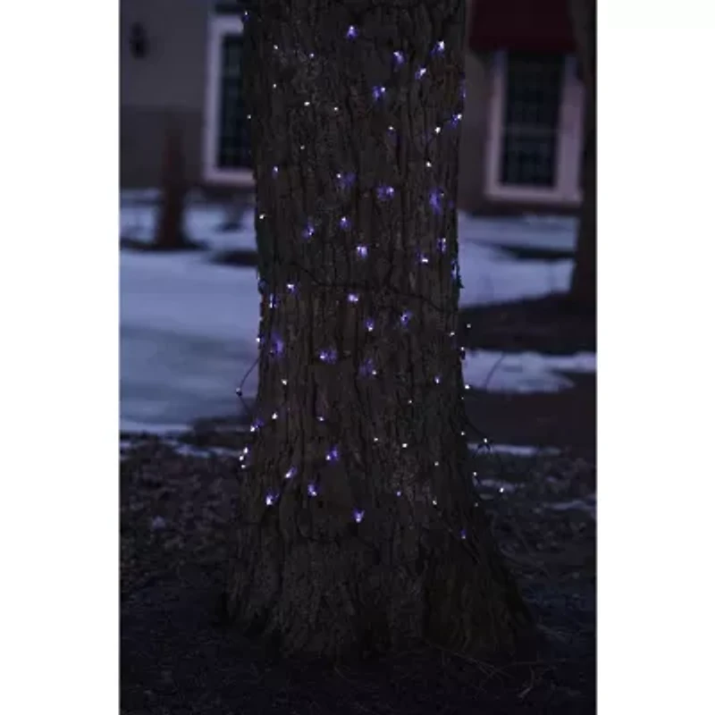 Northlight 2ft X 8ft Blue Mini Tree Trunk Wrap Brown Wire Net Lights