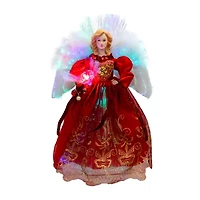 Northlight Lighted Fiber Optic Angel - 12in - Red And Gold Christmas Tree Topper