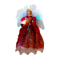 Northlight Lighted Fiber Optic Angel - 12in - Red And Gold Christmas Tree Topper
