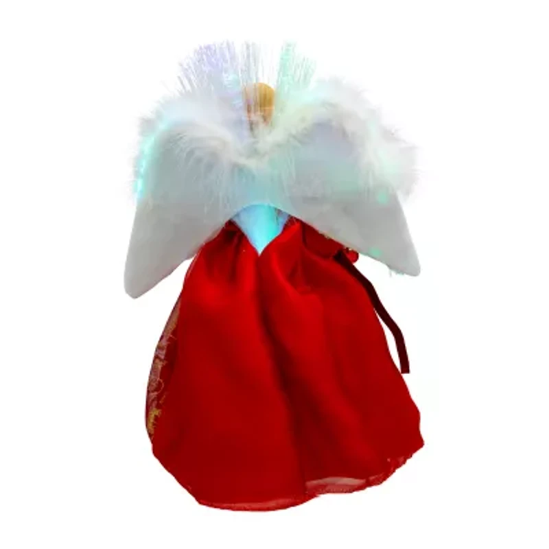 Northlight Lighted Fiber Optic Angel - 12in - Red And Gold Christmas Tree Topper