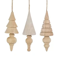 Northlight Set Of 3 Natural Trees Wooden 5.5in Christmas Ornament