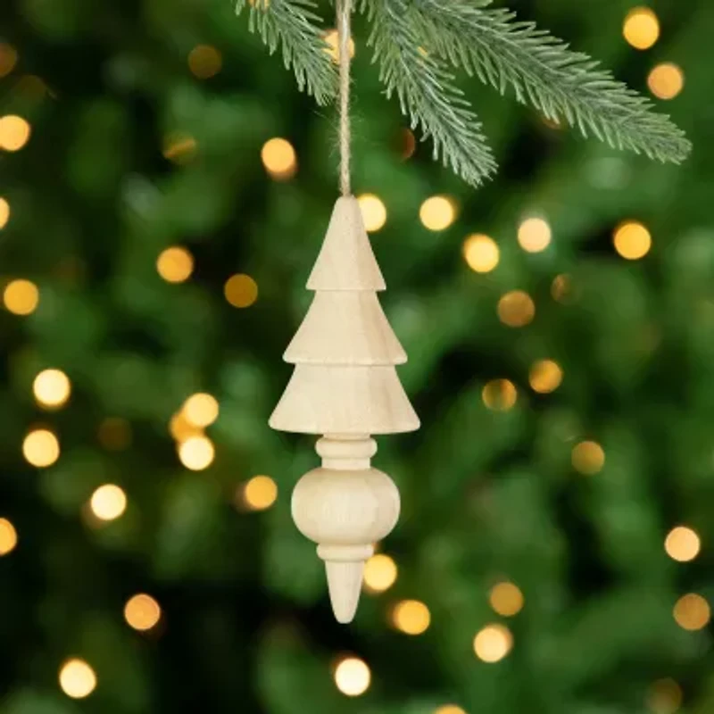 Northlight Set Of 3 Natural Trees Wooden 5.5in Christmas Ornament
