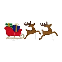 Northlight 59in Lighted Reindeer With Sleigh Christmas Yard Art