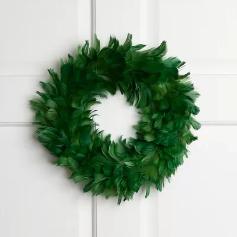 Northlight Wispy Feather - 14.5in - Unlit - Green Wreath