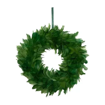 Northlight Wispy Feather - 14.5in - Unlit - Green Wreath