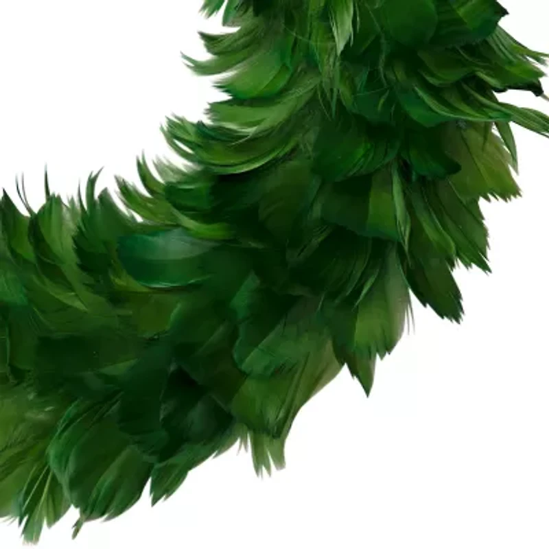 Northlight Wispy Feather - 14.5in - Unlit - Green Wreath
