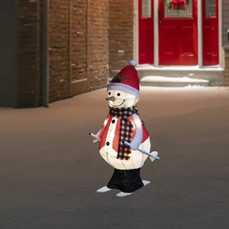 Northlight Led Lighted Animated Skiing Snowman - 24in Christmas Yard Art