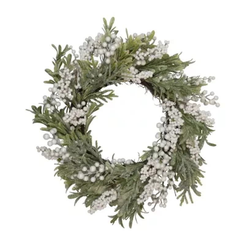 Northlight With Frosted Foliage And Berries 20in Unlit Wreath