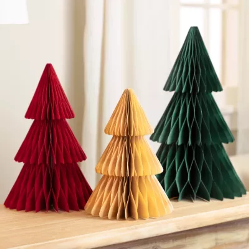 Northlight Accordion Honeycomb Foldable Paper - 15in - Set Of 3 1 Foot Christmas Tree