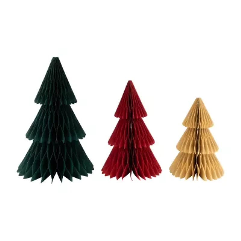 Northlight Accordion Honeycomb Foldable Paper - 15in - Set Of 3 1 Foot Christmas Tree
