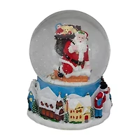 Northlight 6.5" Santa Coming Down The Chimney Christmas Snow Globe