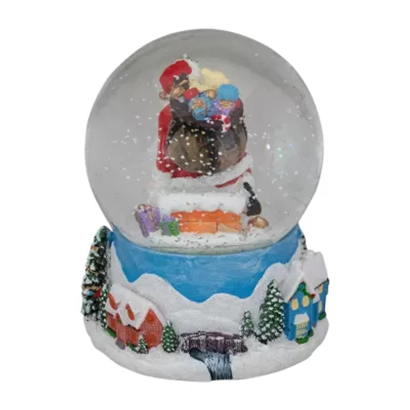 Northlight 6.5" Santa Coming Down The Chimney Christmas Snow Globe