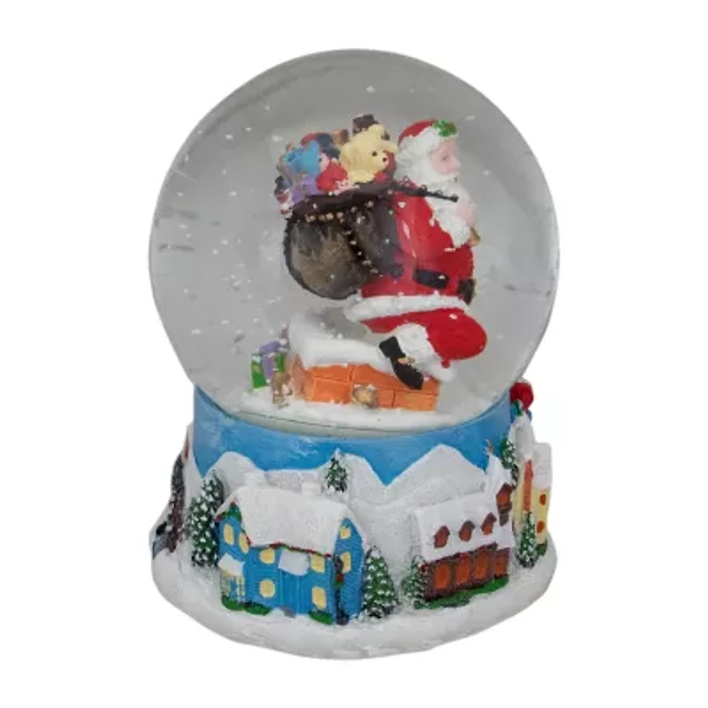 Northlight 6.5" Santa Coming Down The Chimney Christmas Snow Globe
