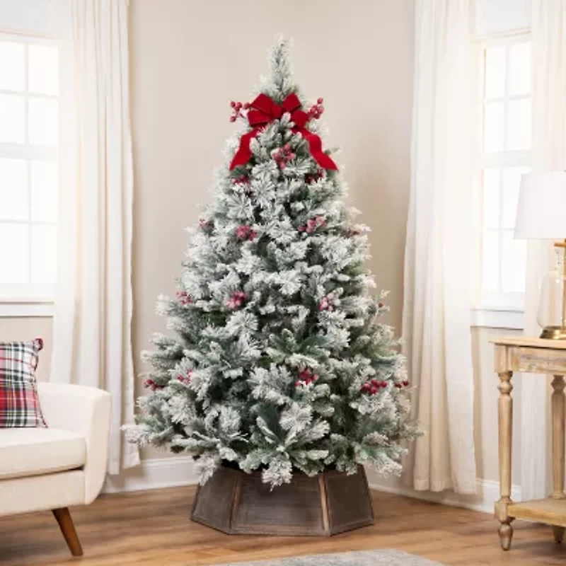 Northlight Heavily Flocked Whittaker Spruce Full - 6.5ft -Unlit 6 1/2 Foot Flocked Spruce Christmas Tree