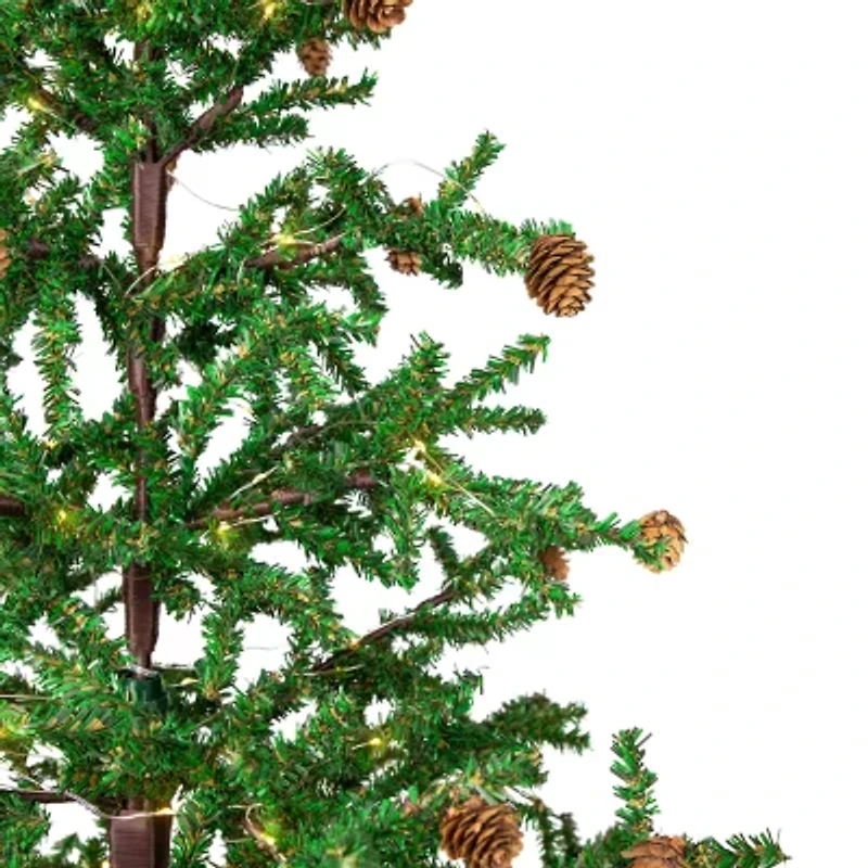 Northlight Pre-Lit With Pinecones And Burlap Base - 4ft - Clear Lights 4 Foot Pine Christmas Tree
