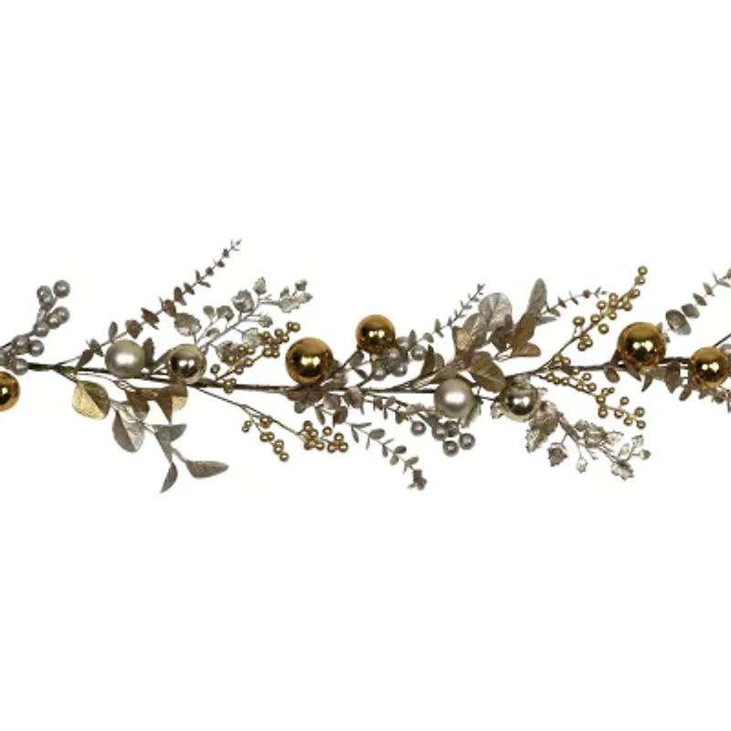 Northlight Glittered Mixed Leaves And Berries - 6ft X 9in - Unlit Christmas Indoor Garland