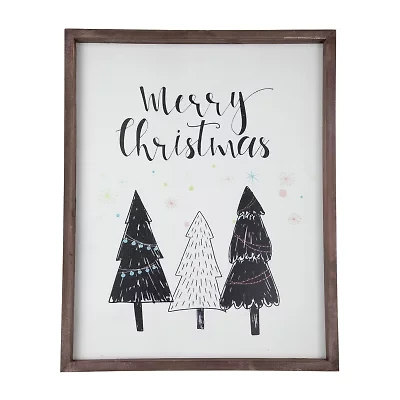 Northlight 19.5in Merry With Holiday Trees Wall Sign