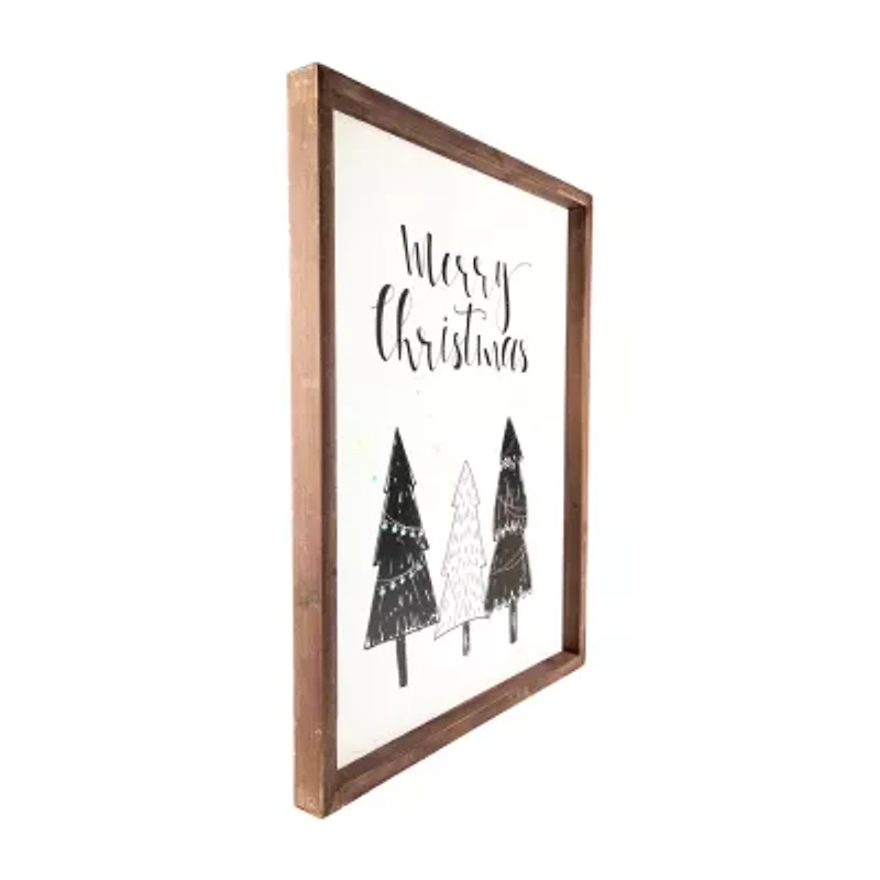 Northlight 19.5in Merry With Holiday Trees Wall Sign