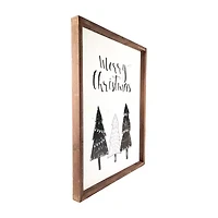 Northlight 19.5in Merry With Holiday Trees Wall Sign