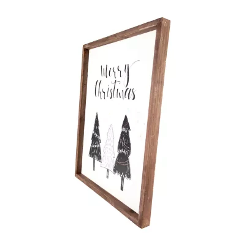 Northlight 19.5in Merry With Holiday Trees Wall Sign