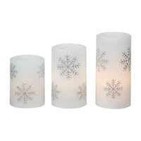 Northlight Led Flickering Wax Pillar Snowflake - 6in - Set Of 3 Flameless Candle