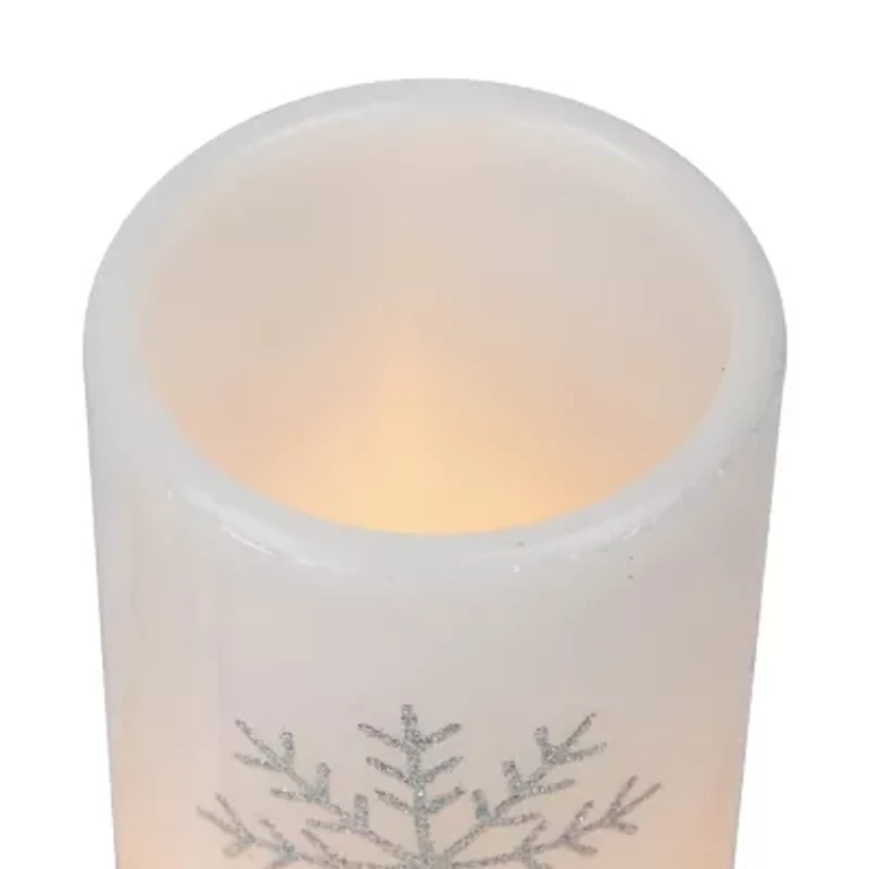 Northlight Led Flickering Wax Pillar Snowflake - 6in - Set Of 3 Flameless Candle