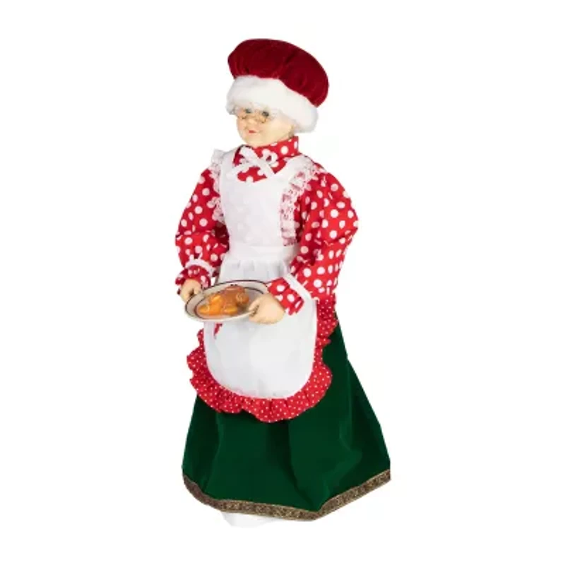 Northlight 24in Animated And Musical Mrs. Claus With Gingerbread Cookie Christmas Figurine