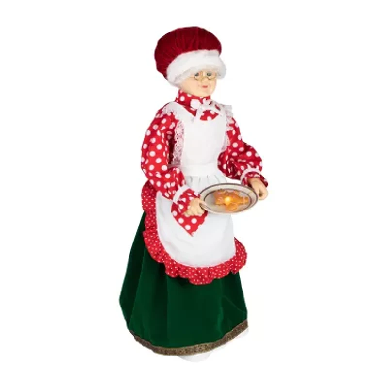Northlight 24in Animated And Musical Mrs. Claus With Gingerbread Cookie Christmas Figurine