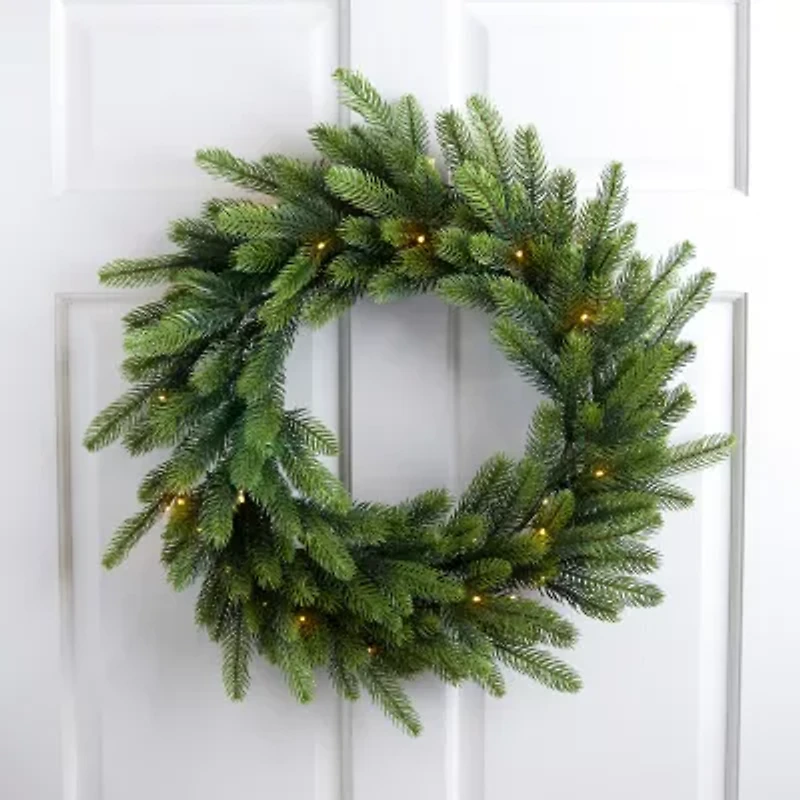 Northlight Real Touch™ B/O Pre-Lit Noble Fir Cedar - 24in - Warm White Led Wreath