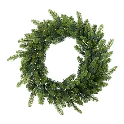 Northlight Real Touch™ B/O Pre-Lit Noble Fir Cedar - 24in - Warm White Led Wreath