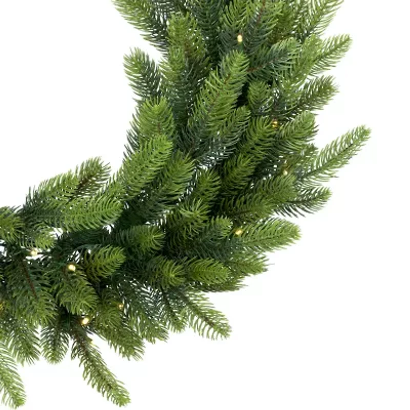 Northlight Real Touch™ B/O Pre-Lit Noble Fir Cedar - 24in - Warm White Led Wreath