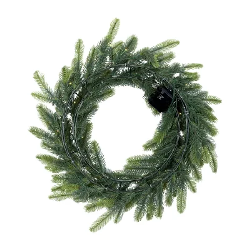 Northlight Real Touch™ B/O Pre-Lit Noble Fir Cedar - 24in - Warm White Led Wreath