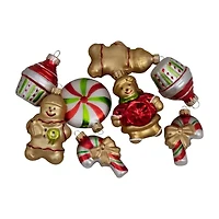 Northlight Pack Of 8 Gold And Red Gingerbread Men With Sweet Treats 3in Christmas Ornament