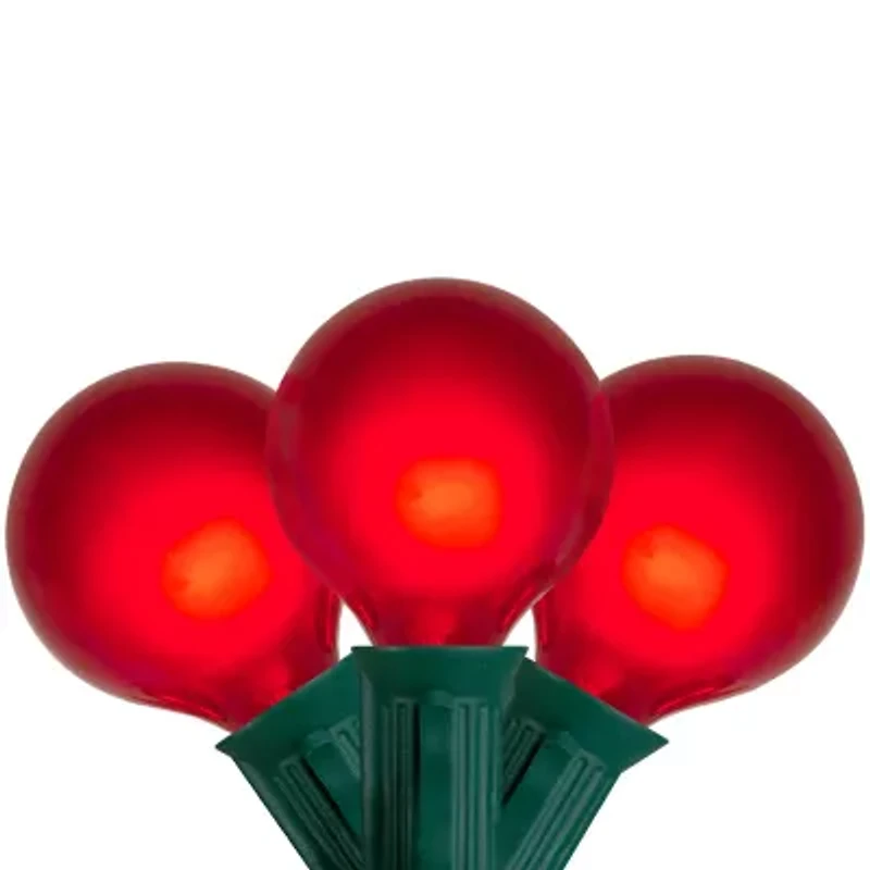 Northlight Set Of 15 Red Satin G50 - Green Wire String Lights